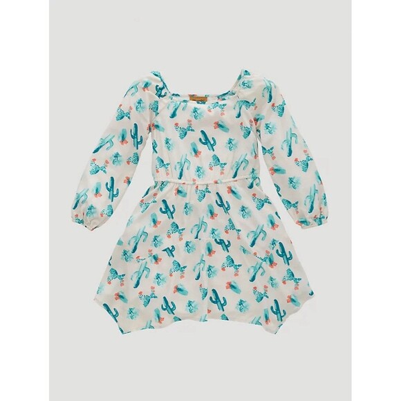 WRANGLER GIRL'S Size SMALL BALLOON SLEEVE CACTUS PRINT DRESS - Picture 1 of 5